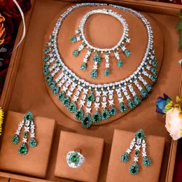 Set Godki Famous Brand 4sts Yellow Luxury African Jewelry Set For Women Wedding Party Zircon Crystal Dubai Bridal Jewelry Set Gift