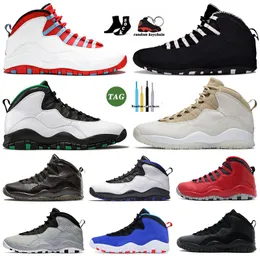 Designer 10s Mens Jumpman 10 Outdoor Basketball Shoes Big Size 13 Bulls over Broadway 10th Anniversary Chicago Flag Seattle Steel Grey J10 Sneakers Sports