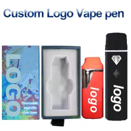 Penna Vape monouso personalizzata Pod da 1 ml 2 ml Sigarette elettroniche vuote Imballaggio olografico Preriscaldamento Penne vaporizzatore Olio denso Batteria 320 mAh Logo personalizzato Scatola OEM Borsa in Mylar