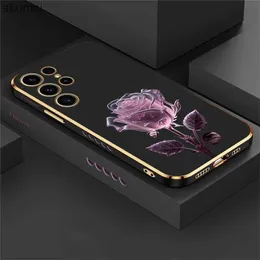 Casos de telefone celular S24 Luxury Rose Flower Plants Case para Samsung Galaxy S23 Ultra S22 S21 Plus S20 Fe S10 Silicone Soft Capa à prova de choque Coque YQ240221