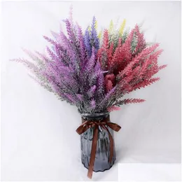 Decorative Flowers Wreaths Lavender Artificial High Quality Flower For Wedding Home Decor Grain Fake Plant Silk Drop Delivery Gard Dhgbw