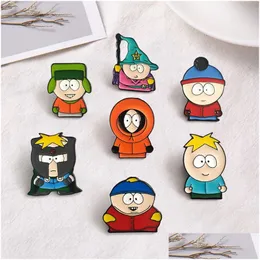 Tecknad accessoarer South Park karaktärer brosch söta filmer spel hårda emalj stift samla metall tecknad ryggsäck hatt väska krage droppe dhic7