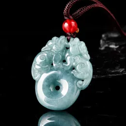 Pendants Natural Myanmar Agrade Jade Pendant Blue Water Zhaocai Double Pixiu Ping An Pendant Ice Jade Pendant Jade Wholesale