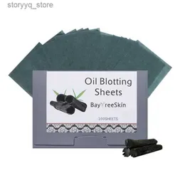 Vävnadslådor servetter Sdotter Oil Blotting Sheets For Face Bamboo Charcoal Blotting Paper Oil blotting Sheets Beauty Blotters for Men and Women Facial Q240222