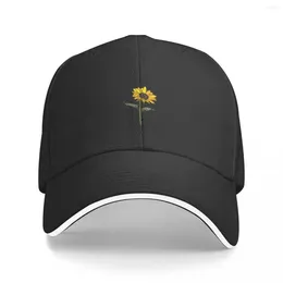 Ball Caps Aesthetic Sunflower On Black Baseball Cap Beach Bag Hat Man For The Sun Snapback Women Men's