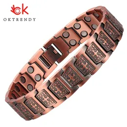 Bilezikler Oktrendy Bakır Mıknatıslar Bilezikler Bangles Erkekler Bilezik Metal İyileştirici Manyetik Çapraz İsa Mesih Bilek Bant Takı Toptan