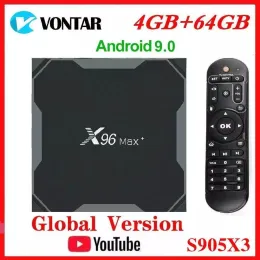 Receivers VontarDispositivo de TV inteligente X96Max plus decodificador con Android 9 0 Amlogic S905X3 reproductor multimedia 8K 4GB de