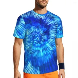 رجال القمصان الهبي TIE TISE T-Shirt Man Blue Modern Art Y2K Disual Sports Therts Termable Summer Fashion Tees Eversic