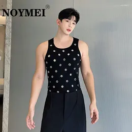 Men's Tank Tops NOYMEI 2024 Summer Design Metal Eye Personalized Pullover Top Solid Color Sleeveless Sexy Korean Style Vest WA2143