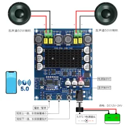 Hoparlörler Diillive TPA3116D2 Bluetooth 5.0 çift kanallı stereo yüksek güçlü dijital ses güç amplifikatör kartı 2*50W hoparlör xha304
