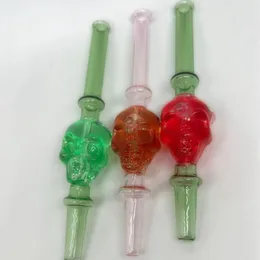 Mais recente colorido líquido crânio pirex tubos de vidro filtro freezable handpipes cigarro dabber dicas portátil inovador fumar plataformas petrolíferas palha mão tubo dhl