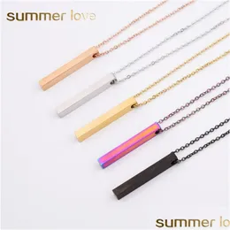 Pendant Necklaces Stainless Steel Solid Bar Blank Pendant Necklace For Men Women Gold Sier Rainbow Chain Laser Engraving Diy Dhgarden Dhzuj