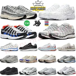 Designer Sneakers P6000 Scarpe da corsa per uomo Donna Casual Platino Varsity Rosso metallizzato Argento Piatto Triple Nero Metallizzato Argento Piattaforma Scarpe da ginnastica sportive Taglia 45