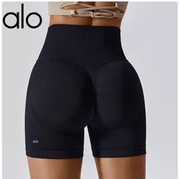 Al Align Elastic Shorts New High Shark Lift 엉덩이 스포츠 하프 길이 바지 캐주얼 피트니스 반바지 여성 강조 주거 조깅 LU-08 2024