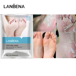 Care Lanbena Foot Mask Peeling Exfoliation Scrub Ta bort Dead Skin Pedicure Socks Fötter Fuktande närande fotlapp för spa