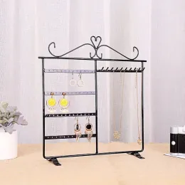 Back Metal 4 Tiers Earring Hanging Holder Jewelry Organizer Tower Stand Display Rack Pendant Necklace Chain Jewelry Display Rack