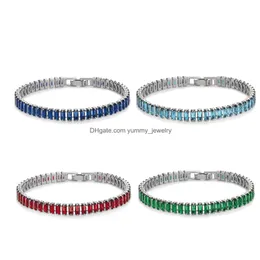 Tennis Bracciali a catena da tennis da donna di lusso 2.5X5Mm Rec Aaa Bracciale dell'amicizia quadrato con zirconi cubici Moda Rame Oro 18 carati Sier Col Dhulz