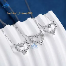 Trendige silberne Herz-Halskette, Pullover, Moissanit-Schmuck, Diamant-Halskette für Damen, herzförmige Halskette für Damen, Valentinstagsgeschenk