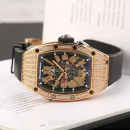 RM handledsklocka KU Factory Wristwatch Luxury Watch Richardmile Womens Series RM037 Original Diamondset Womens Watch 18K Rose Gold Original Diamondset Automatic Mec