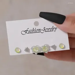 Stud Earrings S925 Silver Needle Sweet Heart Star Set For Women Girls Fashion Simple Delicate Jewelry Gifts