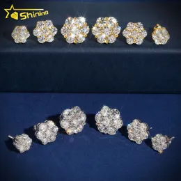 البيع الساخن المختبر العصري البريق المزروع الماس 10K الصفراء الذهب كتلة الزهرة mens moissanite القرط