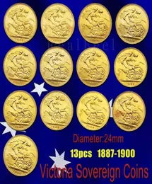 Großbritannien Victoria Sovereign Münzen 13PCS Verschiedene Jahre Smal Gold Coin Art Collectible4664781