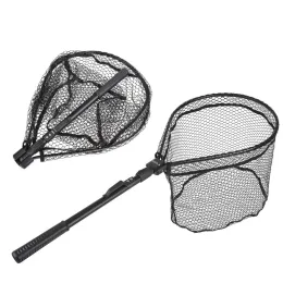 Tillbehör Ultralight 82x44cm Portable Foldbar Net Fast Folding Fly Fishing Hand Nets Small Mesh Lightweight Landing Fish Casting Network