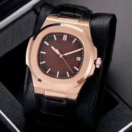 Men's Sport Watch Butterfly Clasp Leather Straps Stainless Steel Case Sapphire Glass 2813 Automatic Movement Rose Gold3409