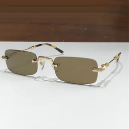 Ny modedesign Small Square Solglasögon Pillis II Classic Shape Rimless Frame Thin Metal Temples Retro Simple Style Outdoor UV400 Protection Eyewear