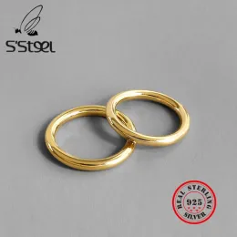 Yüzükler S'steel Gerçek Sterling Sier Yüzükler Kadınlar için Yuvarlak Altın Yüzük Bague Argent Massif Pour femme Aksesuarları Moda Jewlery