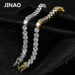 Браслеты JINAO 1 ряд AAA с кубическим цирконием, вымощенный льдом, теннисный браслет Bling Lab, браслет с камнями CZ