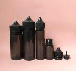 Flaskan knubbig gorilla svart penn pet enhörning 15 ml 30 ml 60 ml 100 ml 120 ml med manipulation tydliga mössor för e flytande vape juice plast BO1400896