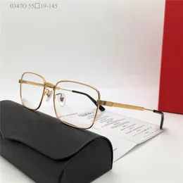 Ny modedesign Square Shape Optical Glasses 0347o Metal Frame trätemplar Män och kvinnor Business Style Ljus och lätt att bära glasögon