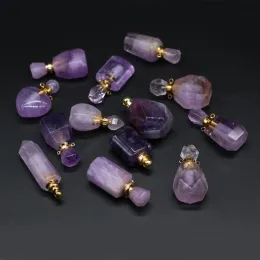 Necklaces Natural Stone Perfume Bottle Pendant Irregular Amethyst Charms for Women Exquisite Jewelry Making Diy Necklace Accessories