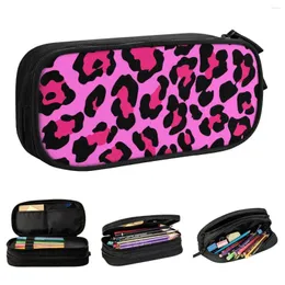 Astucci per cosmetici Astucci per matite leopardati rosa Astucci per matite animali ghepardo Astuccio per penne Borsa grande per bambini Cancelleria per ufficio con cerniera