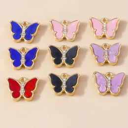 Charms 10pcs 18 14mm Gold Color Crystal Butterfly For Jewelry Making Pendants Necklaces Cute Earrings DIY Handmade Accessories