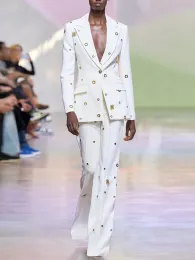ALTA QUALITÀ2024 Il più nuovo designer Fashion Runway Suit Set da donna Slim Fit bottone singolo occhiello risvolto giacca pantaloni Set 2 pezzi