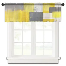 Curtain Oil Painting Abstract Geometric Yellow Small Window Tulle Sheer Short Living Room Home Decor Voile Drapes