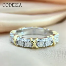 Anelli Singoli 0.1ct 3mm Pieno Moissanite Croce placcata Anello in oro Sterling Sier S Donne Anelli con diamanti sovrapposti Gioielli di moda