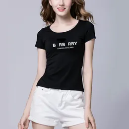 T-shirt da donna di design T-shirt con lettera stampata vegetale slim fit in puro cotone che assorbe il sudore T-shirt da donna comoda e versatile S-XXXL