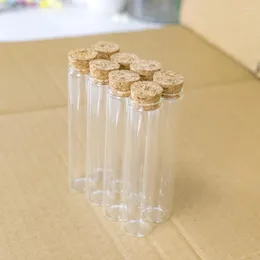 Garrafas 25 ml de rolhas personalizadas vidro de vidro de alimentos vazios recipientes reutilizáveis de frascos ecológicos, frascos de teste de teste transparentes 50pcs