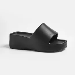 Eva tofflor för kvinnor med en 6 cm tjock sula casual wear hemma och utomhus skrapar sandal svart