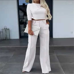 Women S Two Piece Pants High Street Autumn Products Recommend Long Sleeved Necked Fashion Temperament Street Talent Bell Bottoms Suit