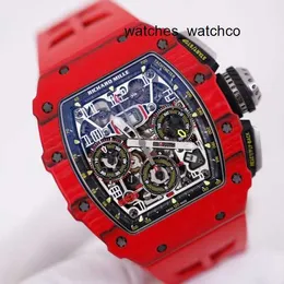 RM TRAYPIEL Top Wrist Watch Collection Wristwatch Richardmillie Red Devil RM1103 Mens Assista NTPT Fibra de Carbono Swiss Automático Swiss Famou