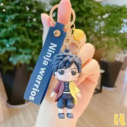 크리스마스 선물 키 체인 애니메이션 악마 슬레이어 kimetsu no yaiba keychain 더블 쪽 키 체인 자동차 가방 펜던트 그림 키 링