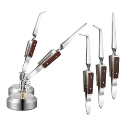 Equipments Soldering Tweezers Set With Base 360° Rotation For Jewelry Making, Welding, Repairing