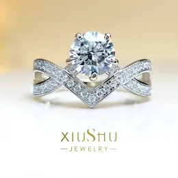 Rings 2 Carat Vintage Imitation Diamond Ring Proposal Gift 925 Silver Imported High Carbon Explosion Flash Small Designer Luxu