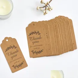 Other 100 Pcs/Lot Thank You Printing Kraft Paper Tags Cards Jewelry Earring Ear Studs Hanging Holder Display Packing Card Drop Deliver Dh1Hj