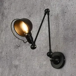 Wall Lamps Retro Reading Light Vintage Mechanical Arm Led Sconce Lamp Rotatable Adjust Restaurant Bedside Bedroom Lighting