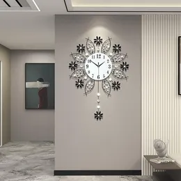 Large Wall Clock for Living Room Decor, Giant Big Silent Modern Battery Operated Glass Pendulum Wall Clock for Kitchen, Bedroom